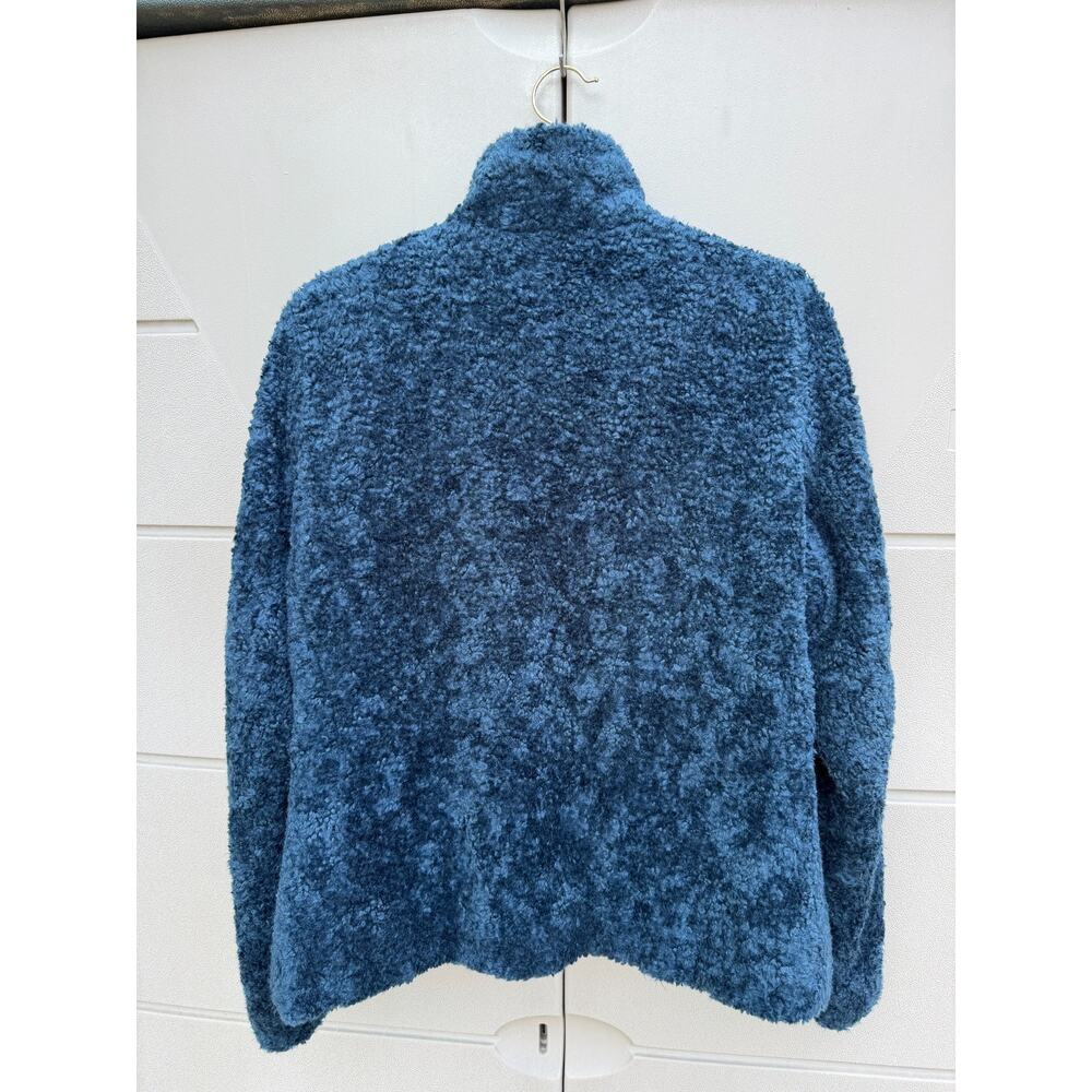 Pendleton Teal Hi Pile Fleece Teddy Jacket Plaid Trim Full Zip Sz M Outdoor Cozy - Picture 12 of 13